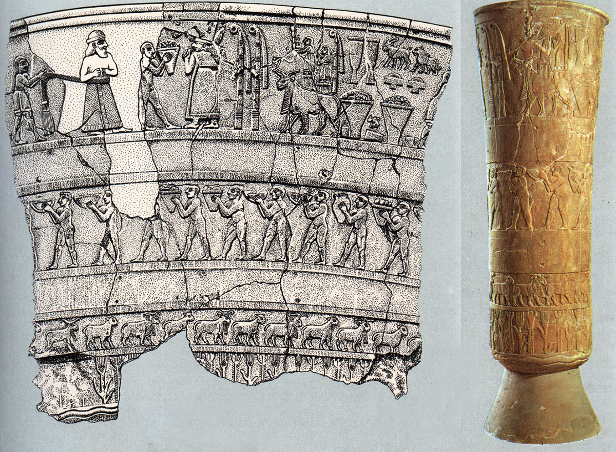 Культовый сосуд из храма богини Инанны в Уруке. Период Джемдет-Наср. Начало 3 тыс. до н.э. Багдад, Иракский музей
