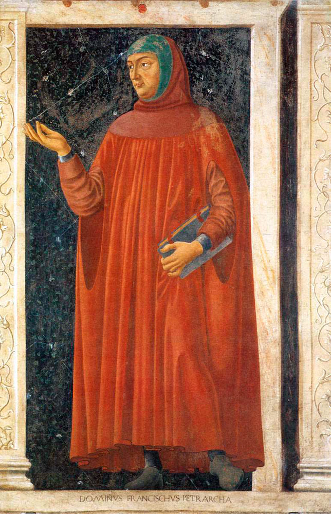 Портрет Петрарки работы Андреа дель Кастаньо, фрески виллы Кардуччо. Середина XIV в
