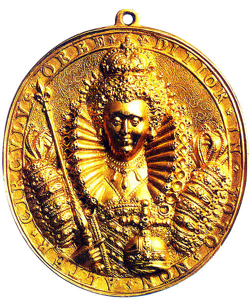 Медаль с портретом королевы Елизаветы I, эскиз Николаса Хиллиарда (конец XVI в.)
