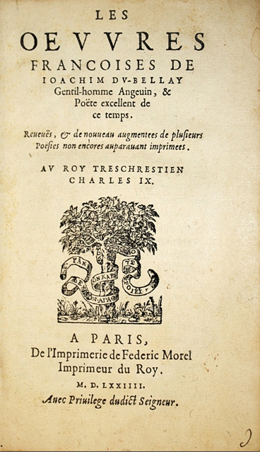 Титульный лист издания произведений Дю Белле
