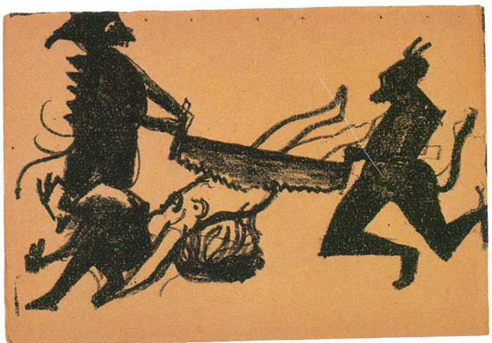 007. Рисунок О. Розановой из кн. А. Крученых и В. Хлебникова «Игра в аду» (1913)
