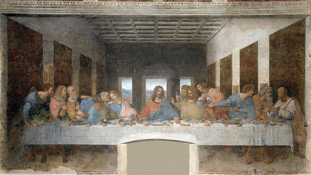 Монументальная роспись работы Леонардо да Винчи, изображающая сцену последней трапезы Христа со своими учениками. Создана в 1495—1498 годы в доминиканском монастыре Санта-Мария-делле-Грацие
